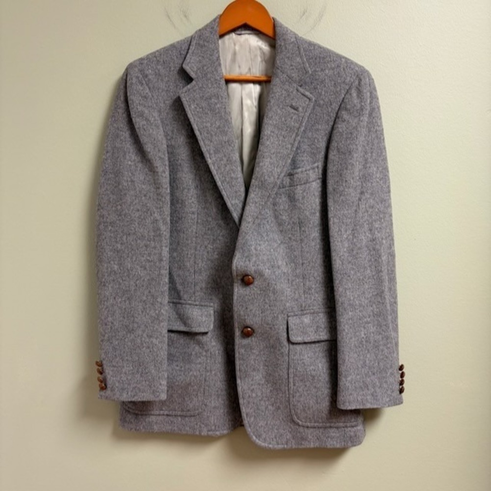 Vintage Chaps Ralph Lauren Camel Hair Blazer Gray Saks Fifth Size 39 L Heritage